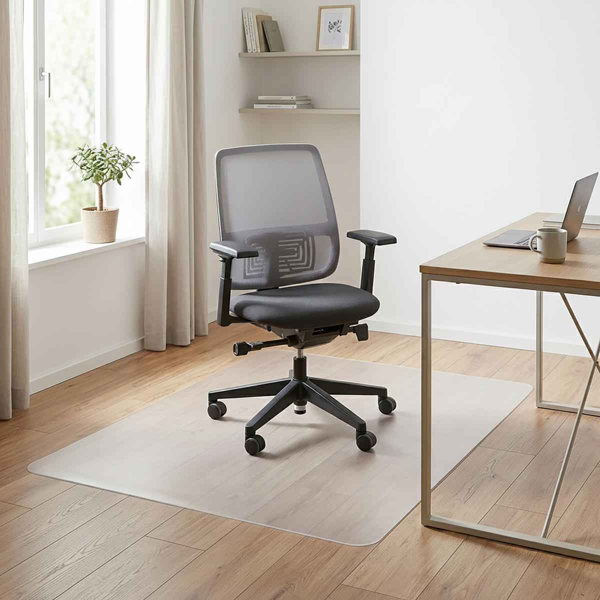 SKYDDSMATTA Transparent PVC för kontorsstol 90x120 cm - Transparent, Plast (90/120cm) - Relaxdays