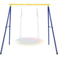 KINDERSCHAUKEL Gelb-blau - Multicolor, Metall (196/180/185cm) - COSTWAY