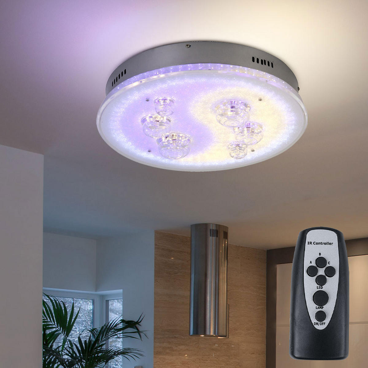 LED DECKENLEUCHTE Metall Silber - Silberfarben, Metall (43/43/12cm) - Globo Lighting