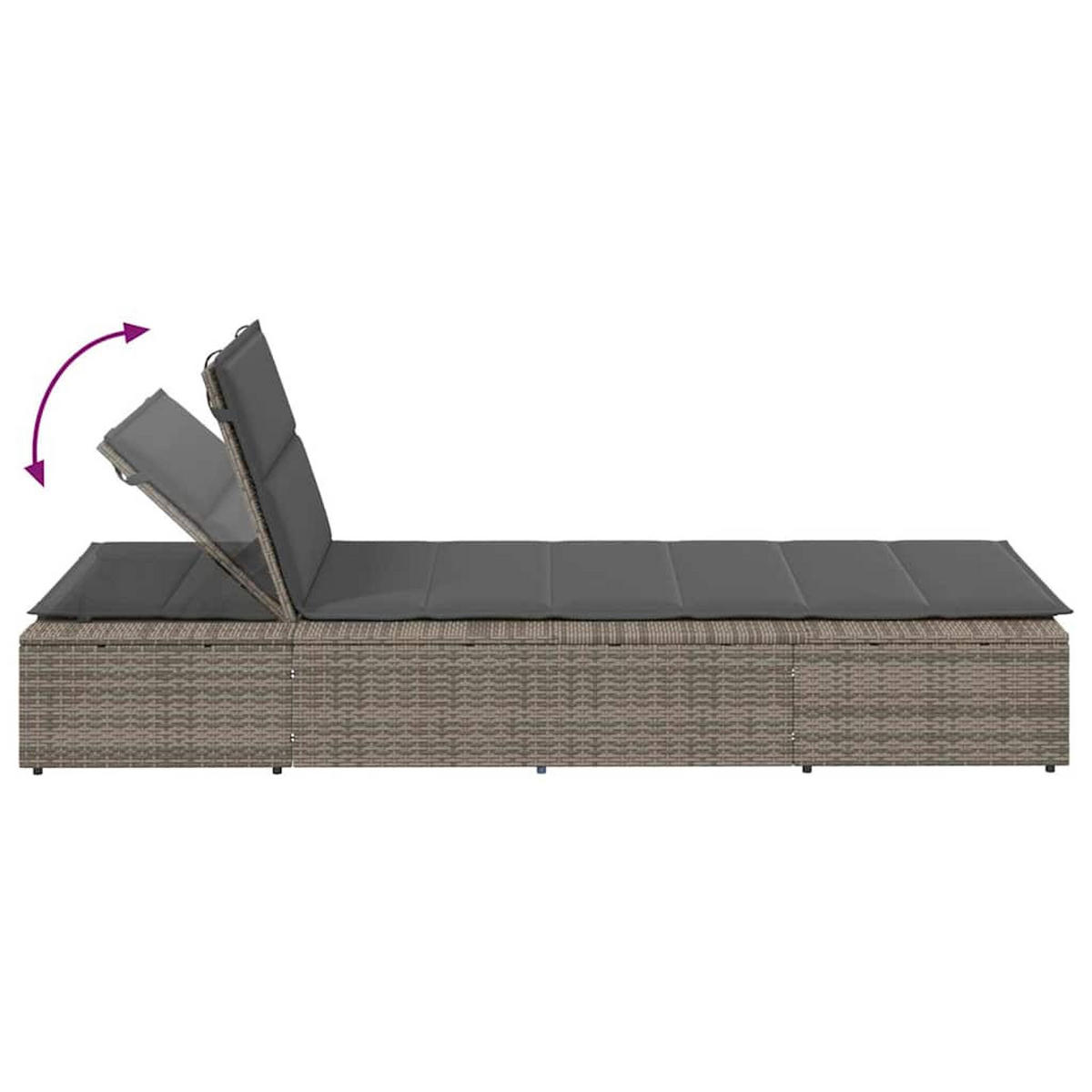 SONNENLIEGE Mit Schwebender Auflage Grau Poly Rattan - Grau, Kunststoff (210/79/100cm) - vidaXL
