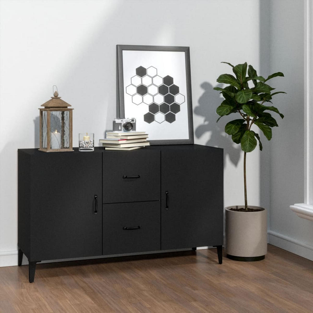 SIDEBOARD Schwarz 100x36x60 cm Holzwerkstoff - Schwarz, Holzwerkstoff (100/60/36cm) - furnicato