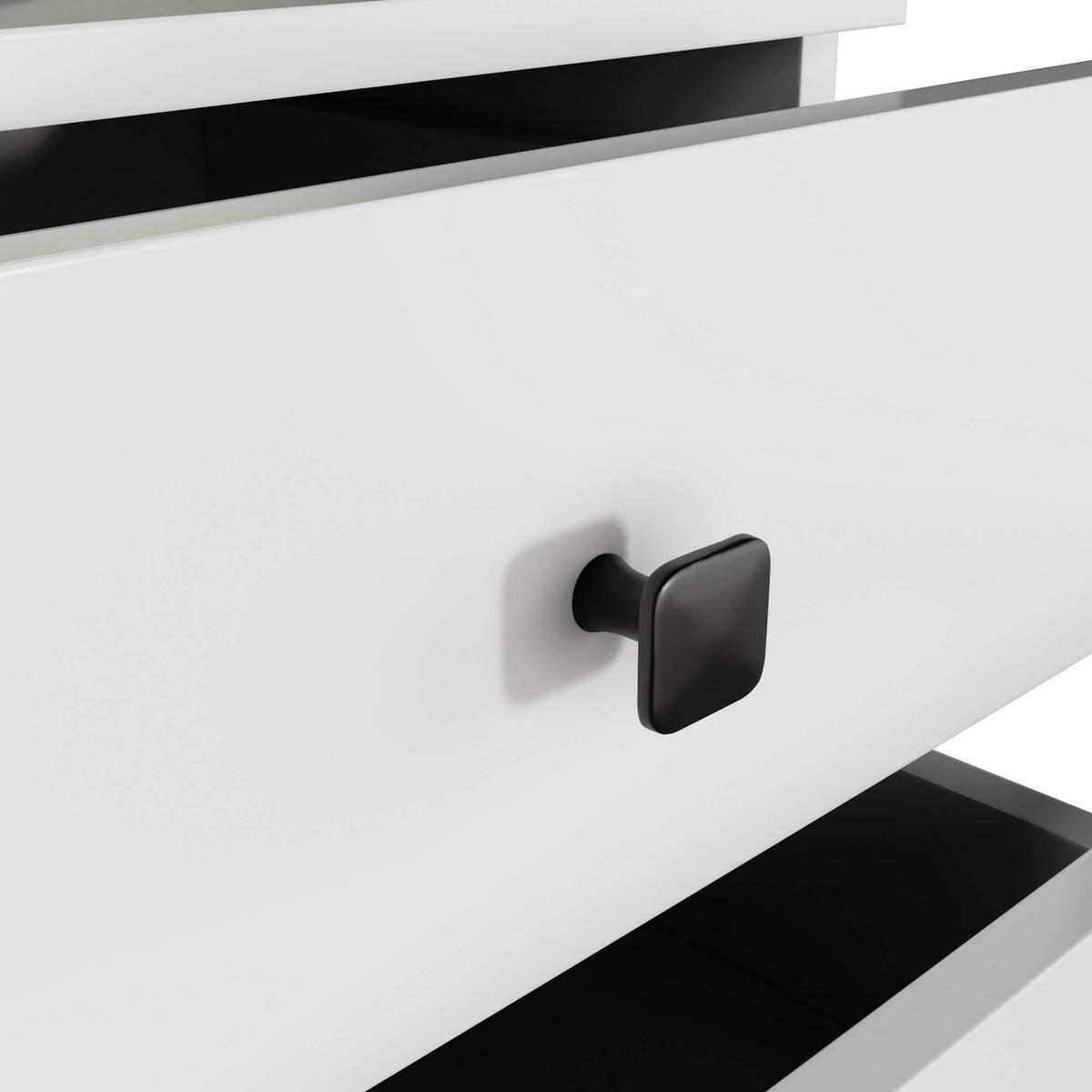 NACHTTISCH Weiß, Schwarz 58/40/37 - Schwarz/Weiß, Holzwerkstoff (40/58/37cm) - RAUMHIRSCH FURNITURE