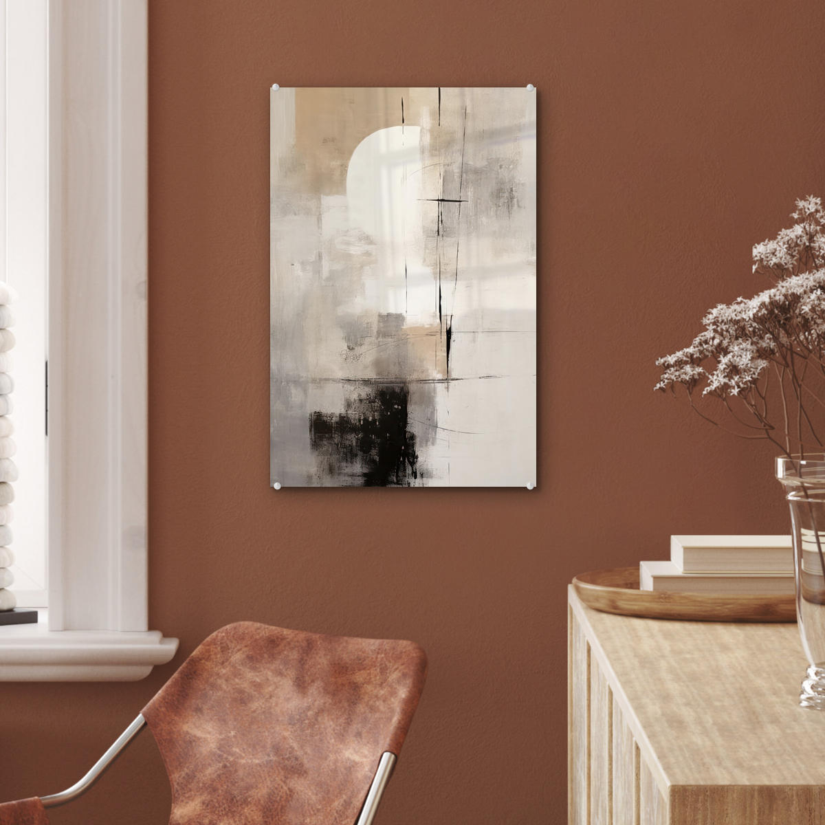 ACRYLGLASBILD Abstrakt - Kunst - Grau 40x60 cm - Hellgrau, Glas (40/60cm) - MuchoWow