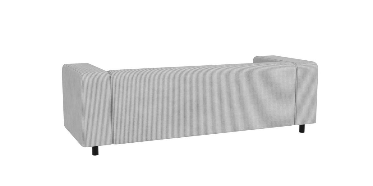 3-SITZER-SOFA Tove Hellgrau Cord - Hellgrau/Schwarz, Holz/Kunststoff (135/65/80cm) - S-Style Möbel