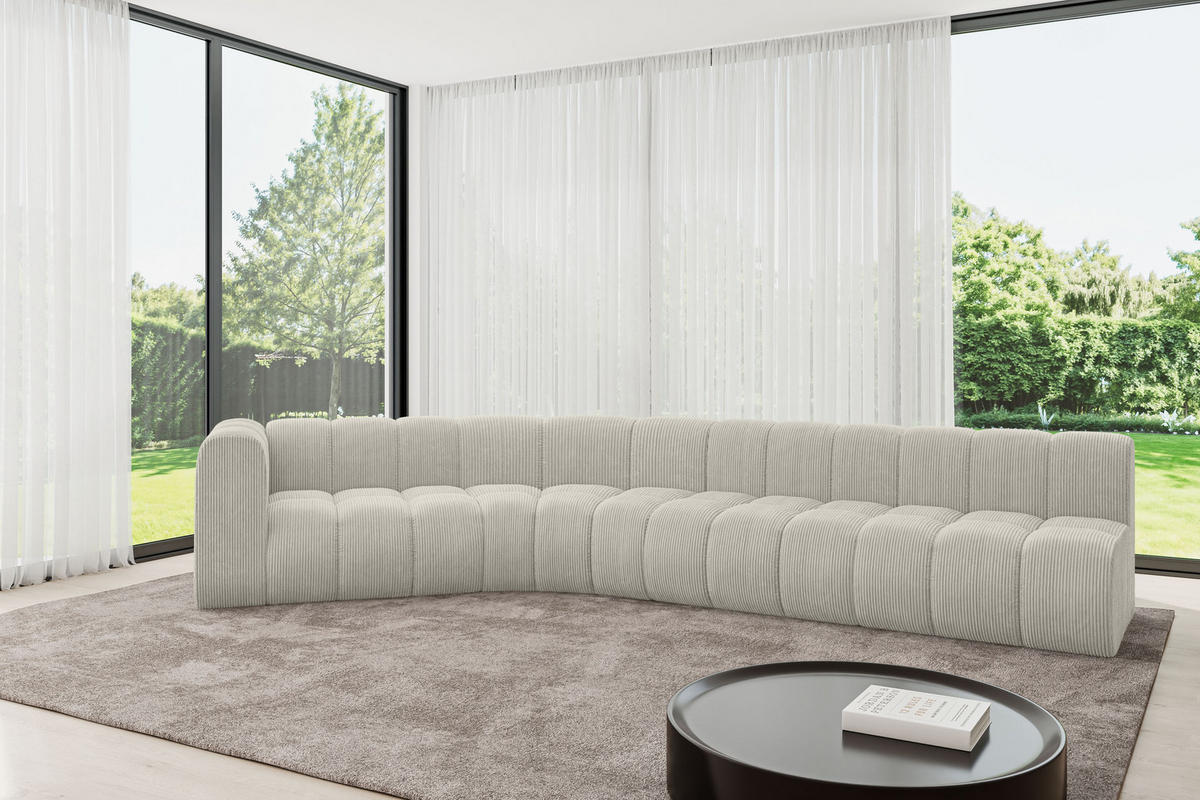 ECKSOFA modulares Sofa Karex-L2 - 399x194x70 cm Creme - Hellgrau/Creme, Holzwerkstoff/Textil (399/194cm) - ALTDECOR