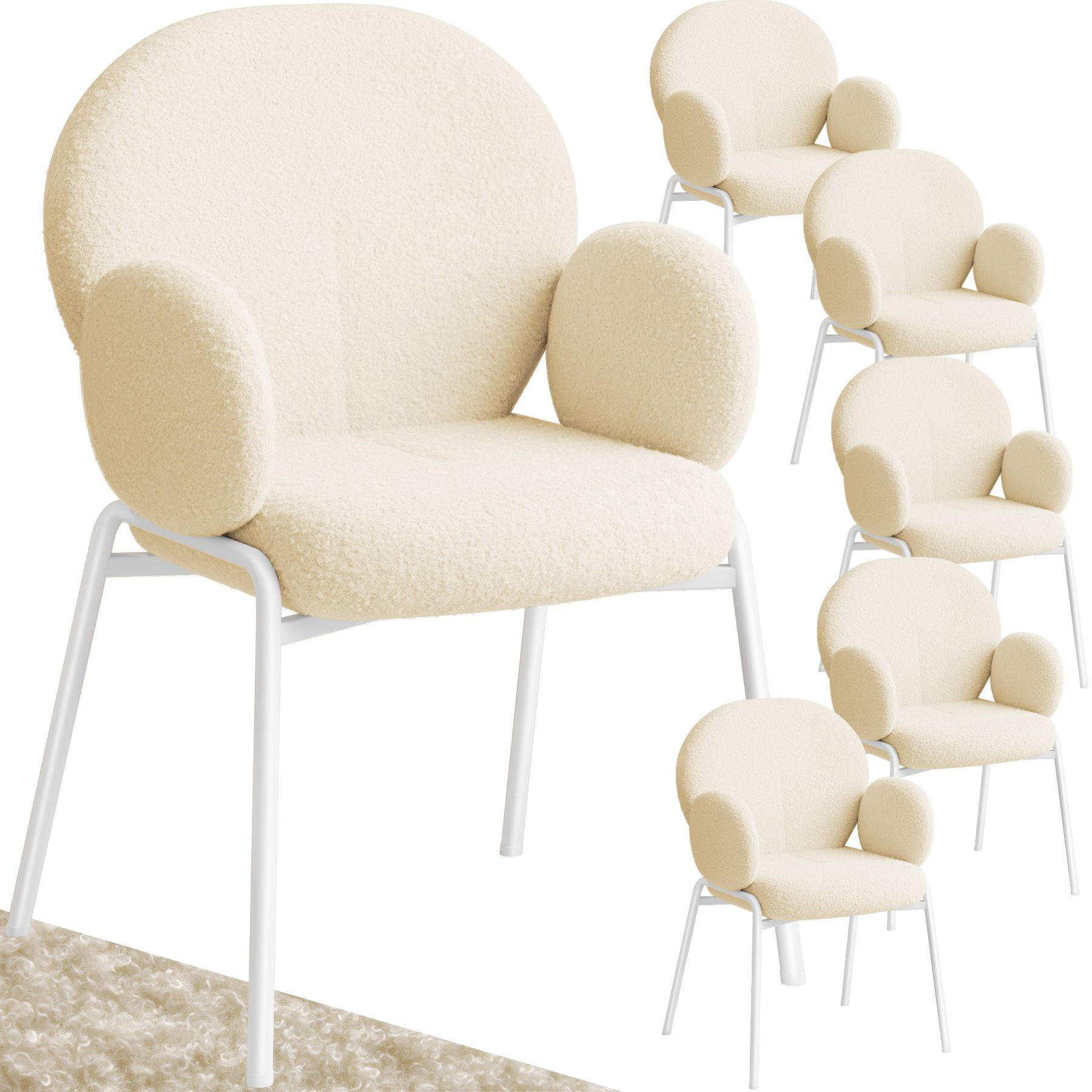 STUHL 6er Set Scandi Belastbarkeit 120 kg 61 5 x 62 x 90 - Creme, Kunststoff (62/90/61.5cm) - tectake
