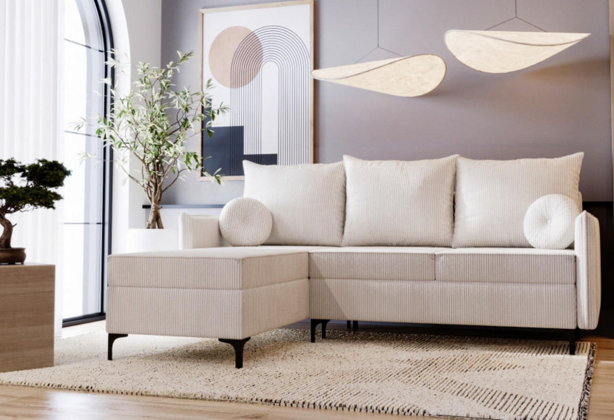 ECKSOFA Beige LEA L Sztruksowy Links - Beige, Textil (213/168cm) - Sepro Meble