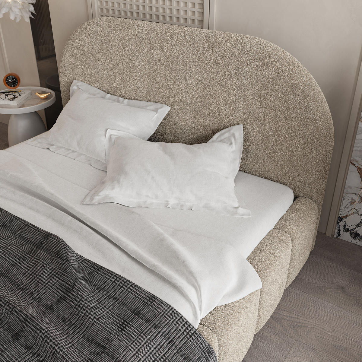 POLSTERBETT FLUSSO 160x200 cm mit Bettkästen - Beige - Beige, Holz (160/200cm) - MASSENO