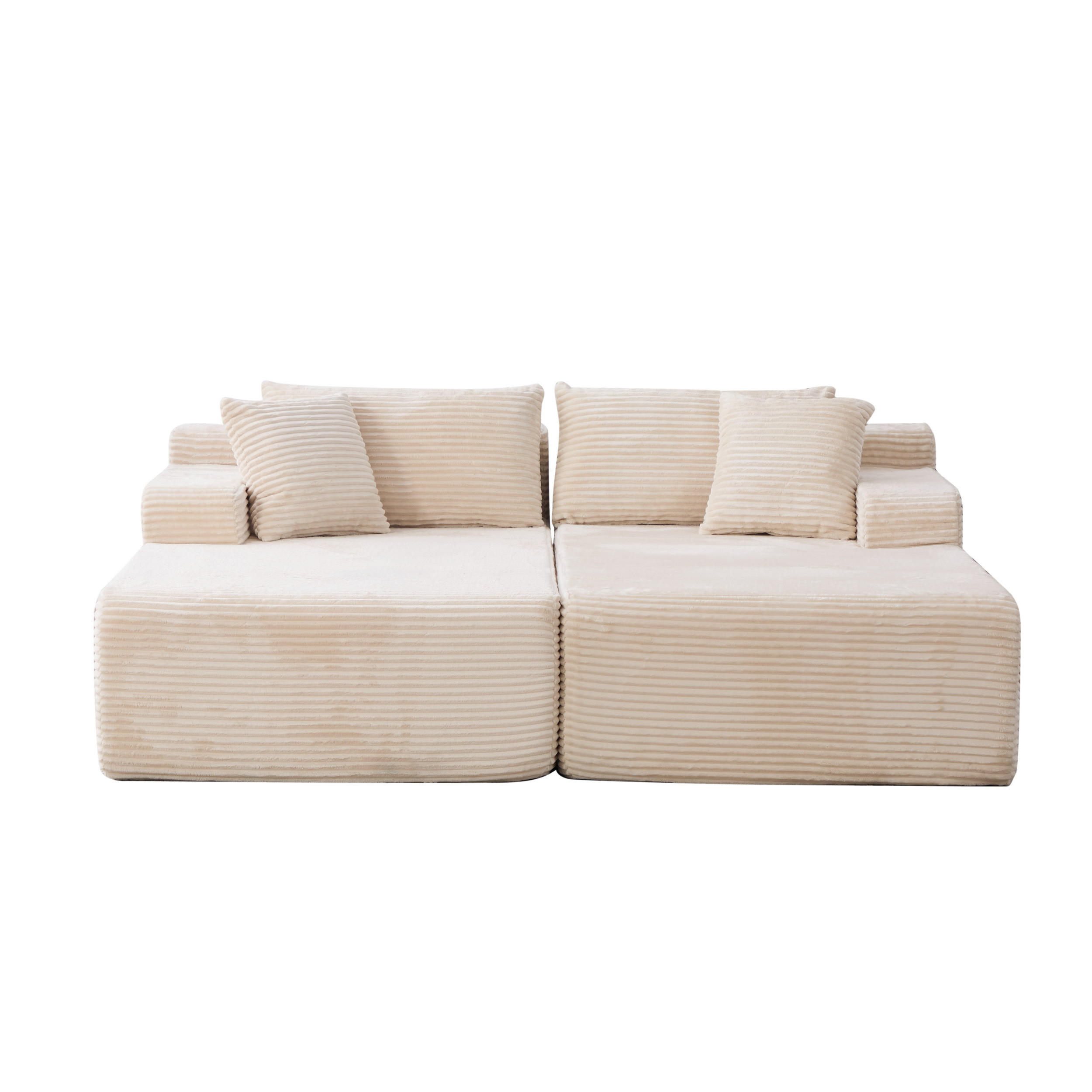 SOFAELEMENT 200/174/74.5 cm Elfenbein mit 30D hochelastischem Schaumstoff und rutschfestem Boden - Ecru, Textil (174/74.5/200cm) - Oxeza