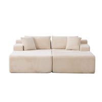 SOFAELEMENT 200/174/74.5 cm Elfenbein mit 30D hochelastischem Schaumstoff und rutschfestem Boden - Ecru, Textil (174/74.5/200cm) - Oxeza