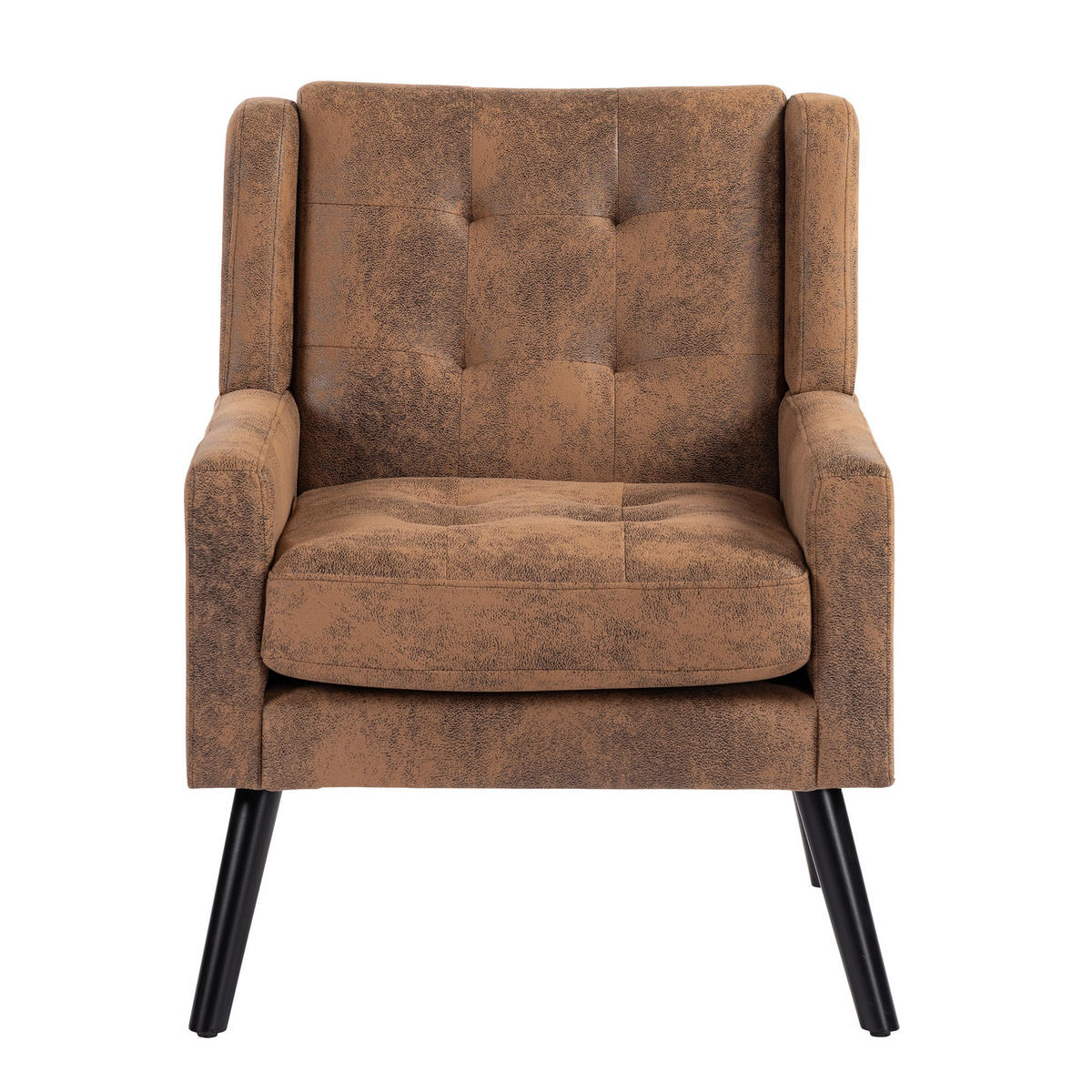 POLSTERSTUHL Wildleder-Optik mit Tufting, Massivholzbeinen 68/76/88 cm Dunkelbraun 130 kg - Dunkelbraun, Textil (76/88/68cm) - Redom