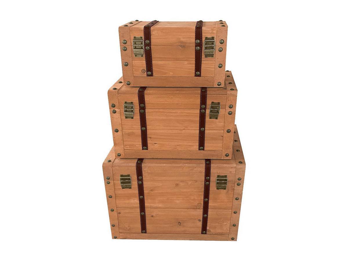 3ER-SET Koffer - Tannenholz & MDF - 3 Größen - Holzfarben - ESPARTA - Naturfarben, Holz (60/40/37cm) - Vente-Unique