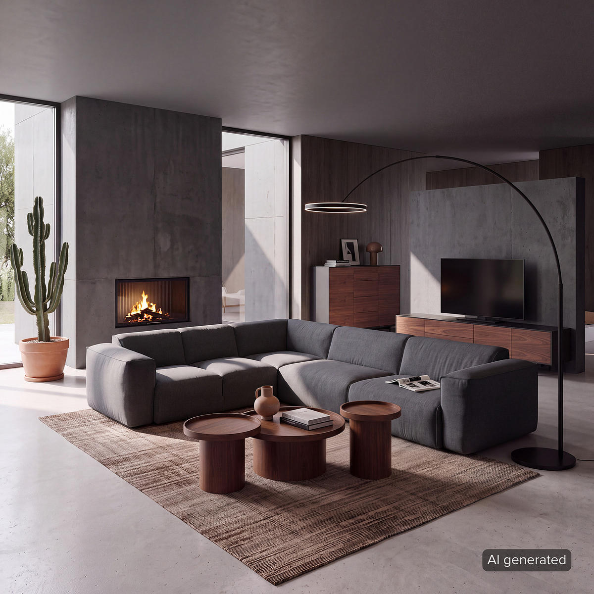 ECKSOFA mit Rundecke - Schwarz/Grau, Kunststoff/Textil (325/260cm) - home24
