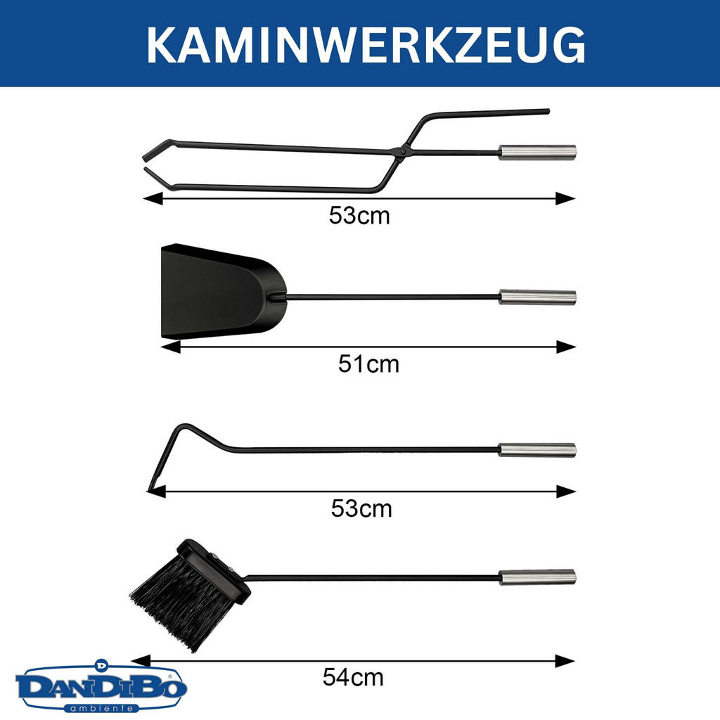 Thumbnail - DanDiBo Kaminbesteck, Edelstahl, Metall, 23x66x15 cm, Kleinmöbel, Kamine & Zubehör, Holzkörbe & Zubehör