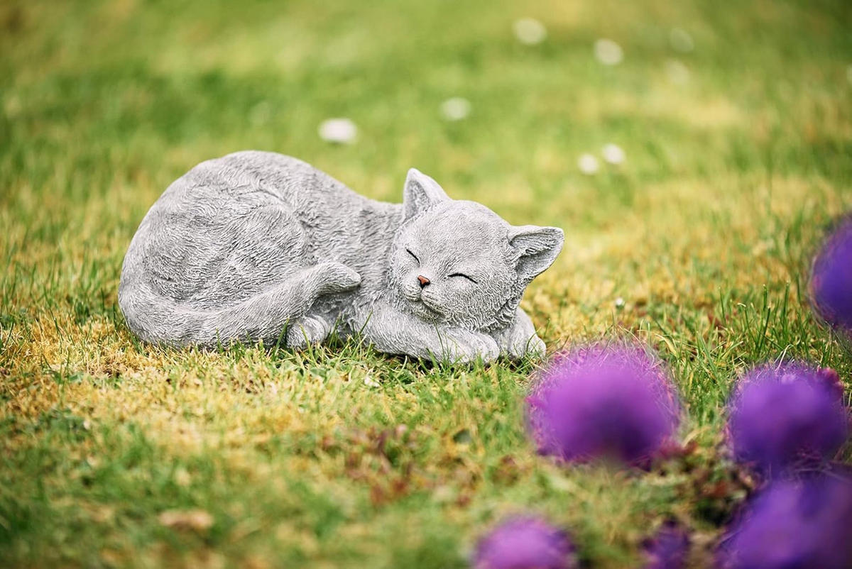 STEINFIGUR Katze Melina Steinguss frostfest wetterfest - Grau, Stein (23/10/12cm) - stoneandstyle