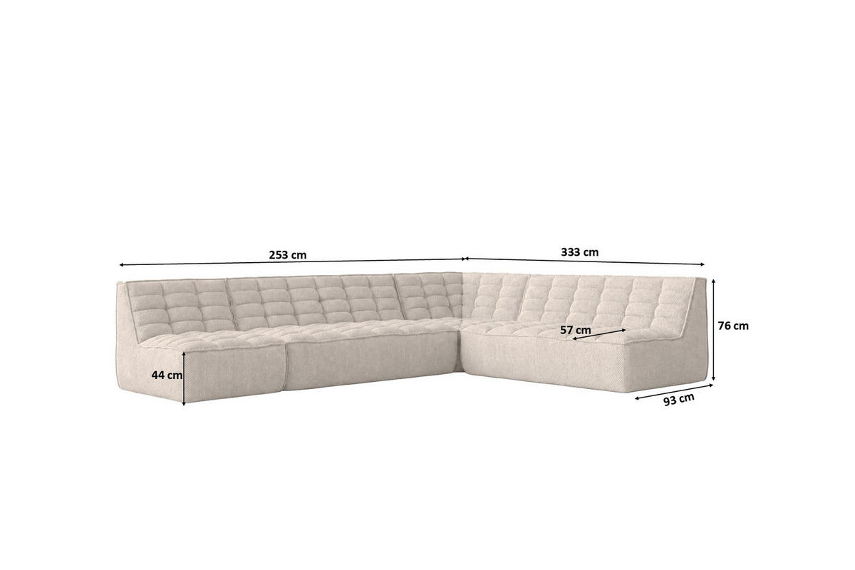 ROHOVÁ SEDAČKA modulární ve tvaru L, plyšová tkanina Pop, Béžová, Levá strana, LAZY L - béžová, dřevo (333/253cm) - Kaiser Möbel