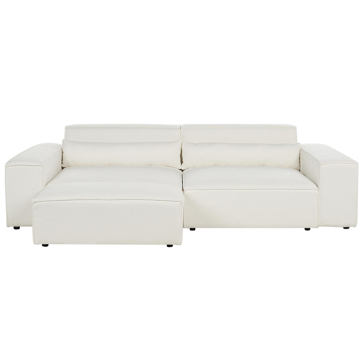 2-SITZER-SOFA Bouclé cremeweiß mit Ottomane Hellnar - Weiß, Textil (262/70/126cm) - Beliani