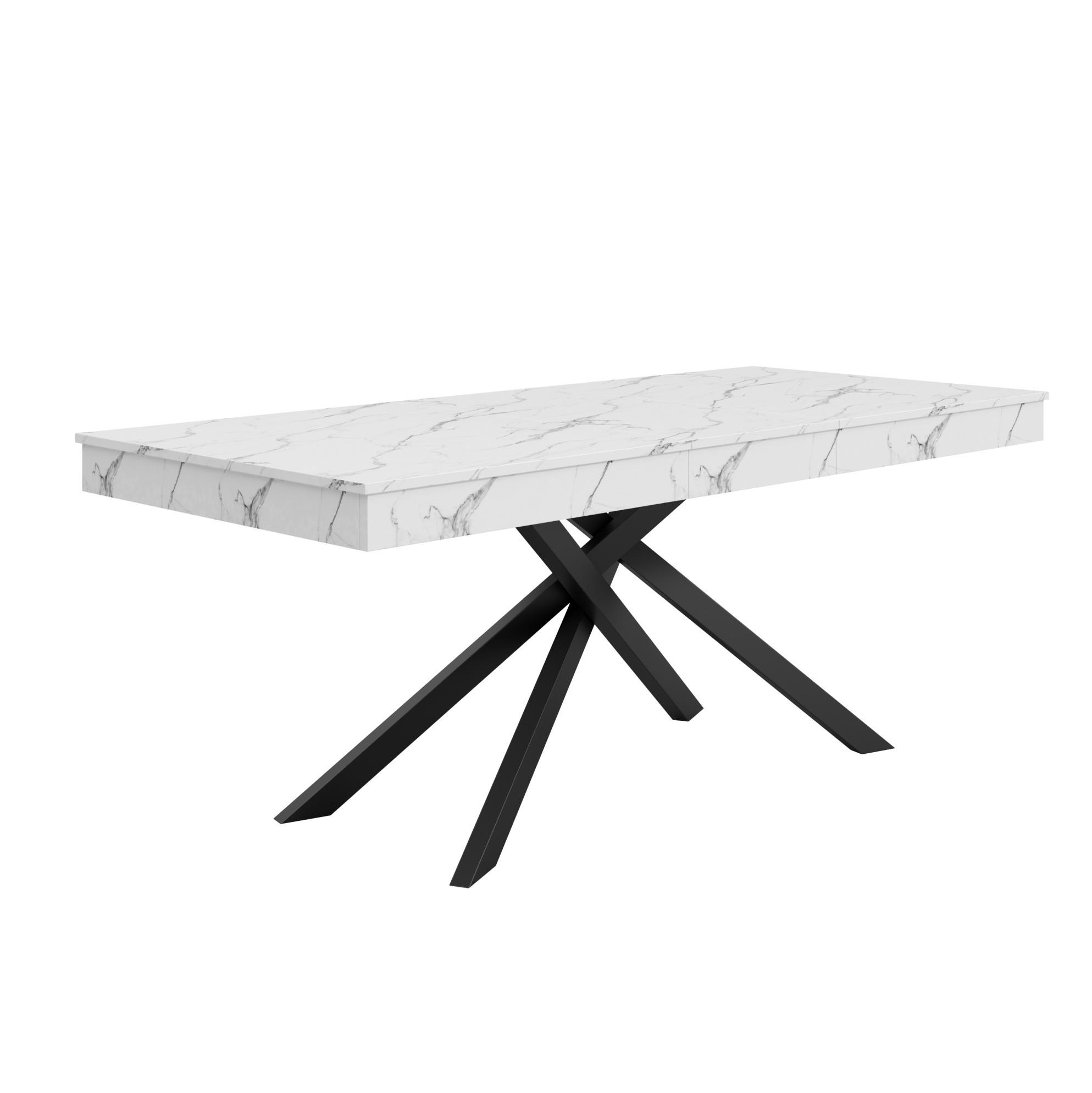 JEDÁLENSKÝ stôl 140–180/80 cm rozkladací pre 6–8 osôb s hrubou MDF doskou a kovovými nohami, Biela - biela, kompozitné drevo (180/80/76cm) - Redom