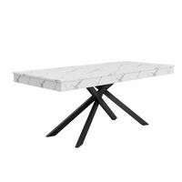 JEDILNA miza 140/180/80 cm z raztegljivo ploščo, 93 mm debelo ploščo in stabilnimi križnimi nogami, Bela - bela, leseni material (180/80/76cm) - Redom