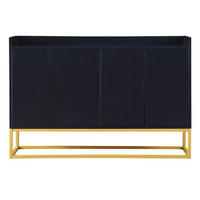 KÜCHENBUFFET mit LED-Beleuchtung und verstellbaren Einlegeböden, 120 x 30 x 80 cm, Schwarz, Spanplatte - Schwarz, Holzwerkstoff (120/80/30cm) - SONNENH
