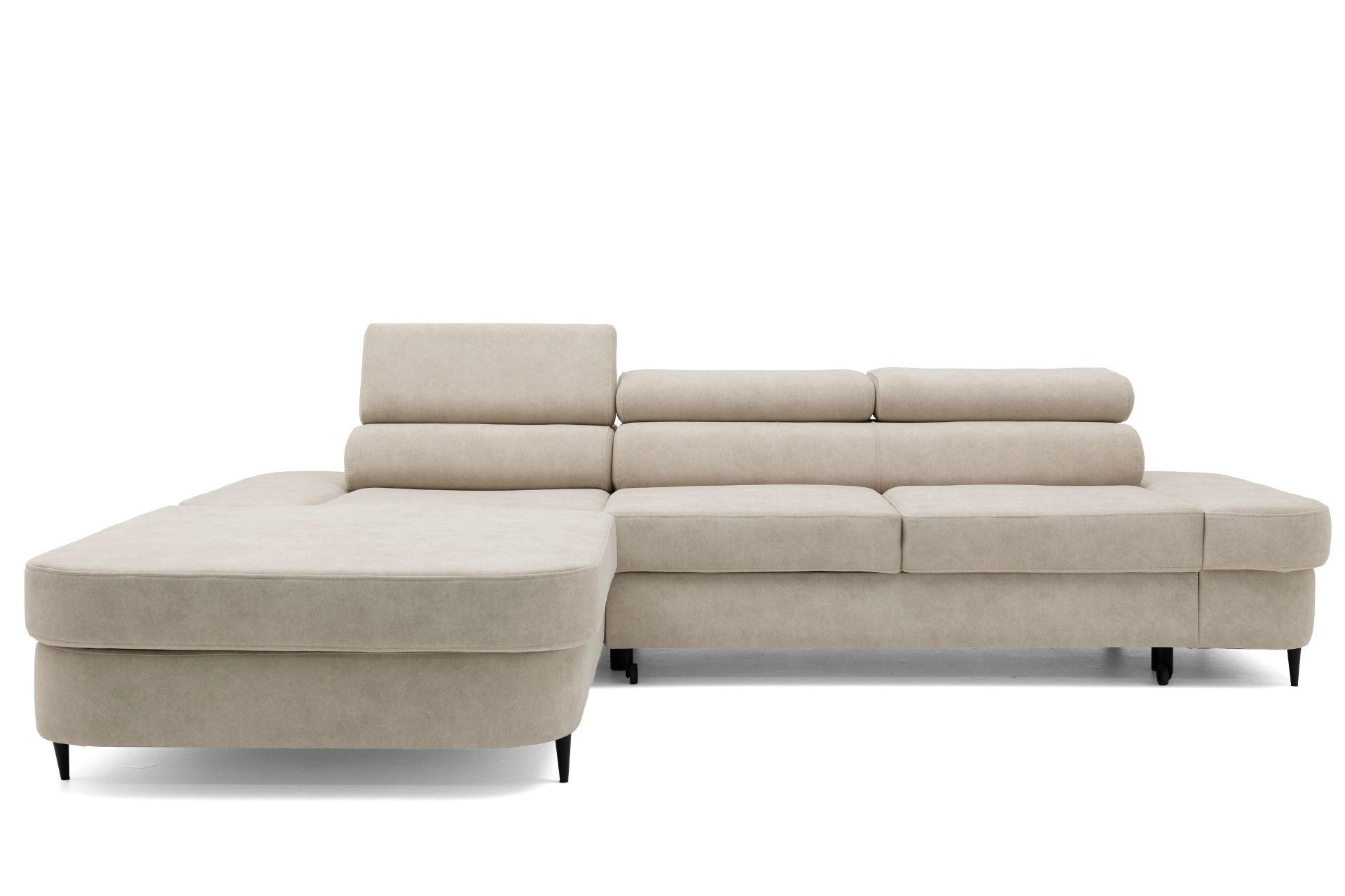 ECKSOFA JAZZ L Links mit Schlaffunktion 127x216 Velours Beige - Beige/Schwarz, Holz/Textil (285/237cm) - Muffo