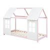 HAUSBETT Tostedt - Hellrosa/Weiß, Holz (90/200cm) - [en.casa]