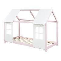 HAUSBETT Tostedt - Hellrosa/Weiß, Holz (90/200cm) - [en.casa]