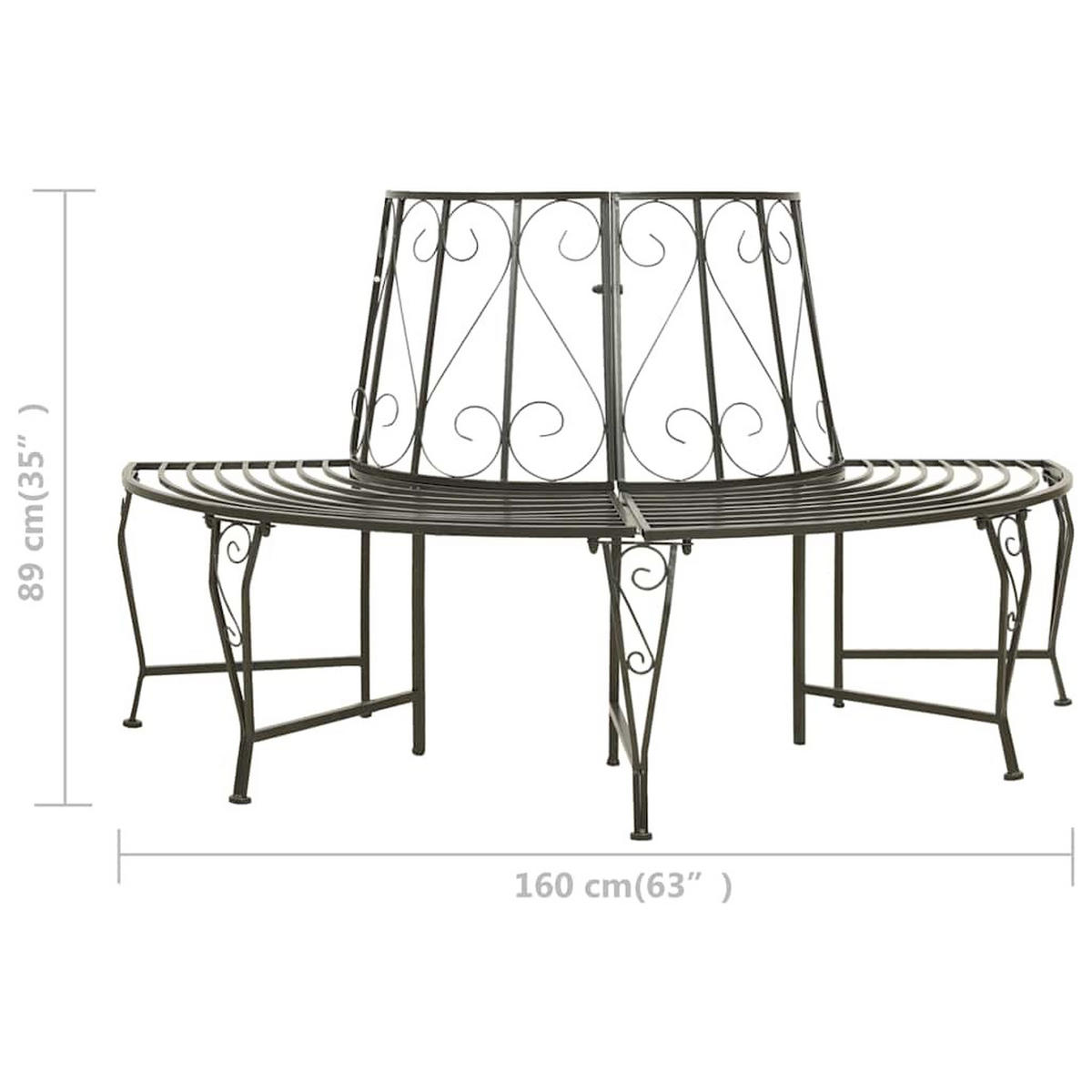 BAUMBÄNKE 1-Sitzanzahl Ø 160/89 Cm Stahl - Grau, Metall (160/89/80cm) - vidaXL