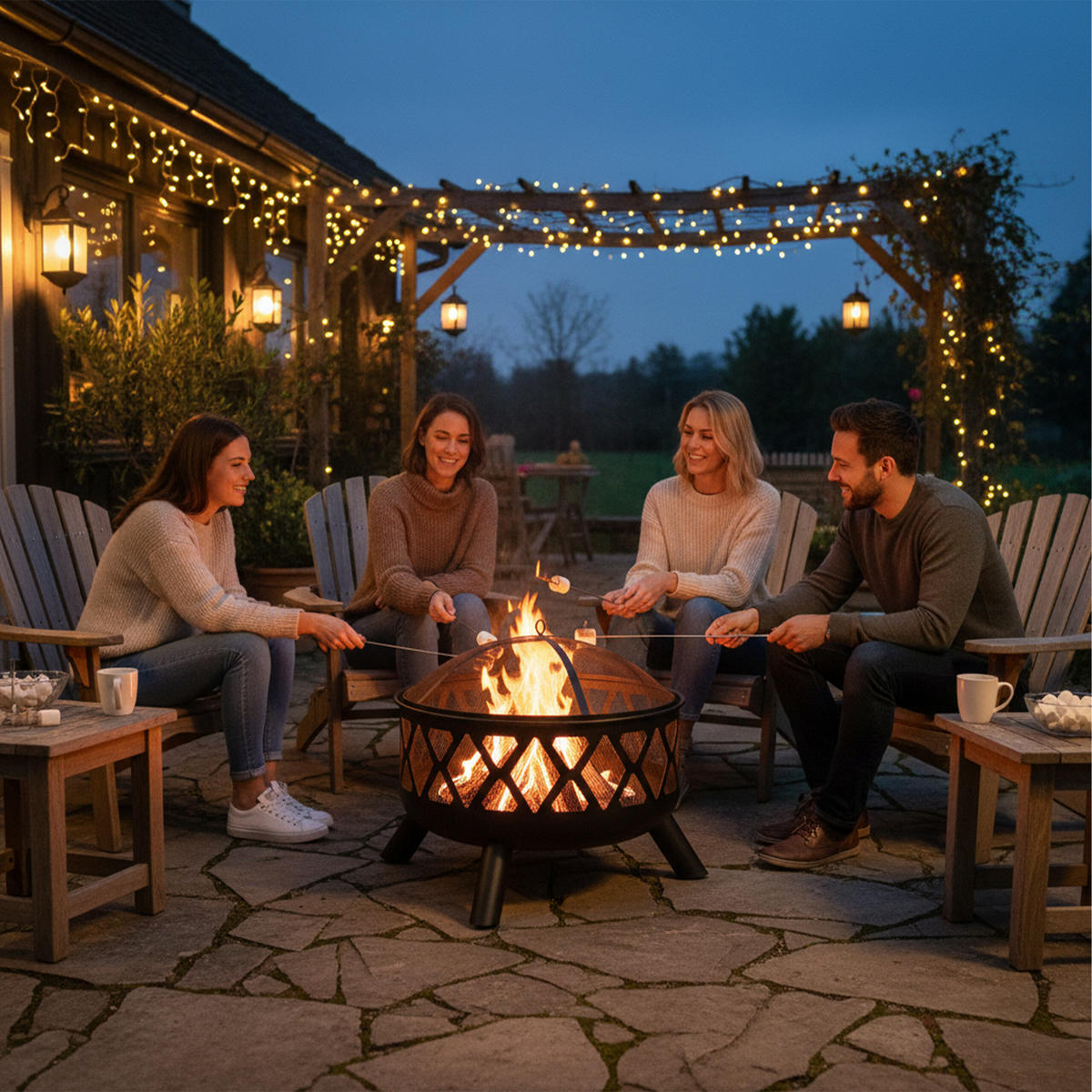 FEUERSCHALE - Schwarz, Metall (62/58/62cm) - Relaxdays