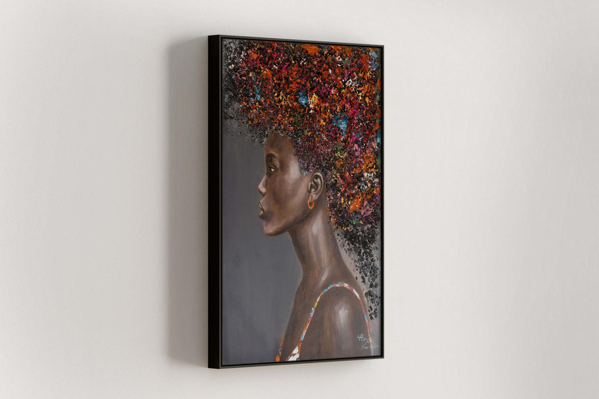 RUČNO SLIKANA AKRILNA SLIKA CRNA, 60/90 CM - višebojno/crna, tekstil/drvo (60/90cm) - KUNSTLOFT