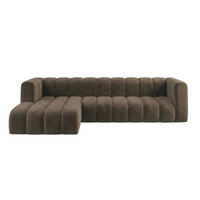 ECKSOFA Modulares In L-Form, Velvet-Stoff Riviera, Braun, Links, GRAND 318 cm - Braun, Holz (318/179cm) - Kaiser Möbel