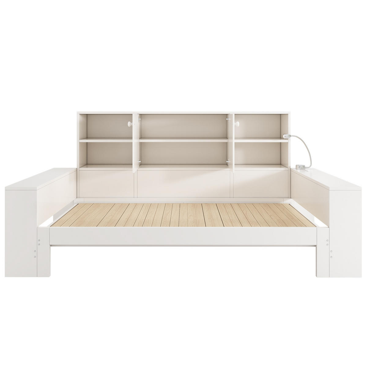 STAURAUMBETT 90/200 cm DE-32536 mit Ausziehbett Weiß - Weiß, Holzwerkstoff (90/200cm) - ComfortXL