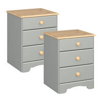 NACHTTISCH 2er-Set Nilon Grau 44/40/56 cm - Grau, Holz (44/56/40cm) - ebuy24