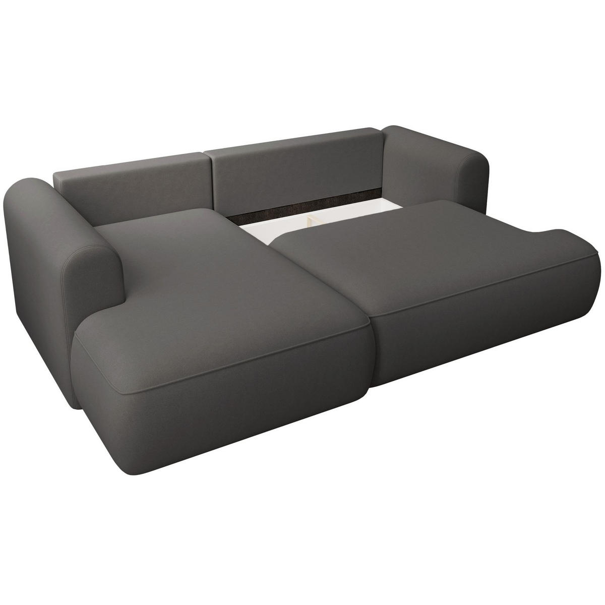 ECKSCHLAFSOFA Ovo Mini Dunkelgrau Easy-Clean-Samtbezug - Dunkelgrau/Schwarz, Kunststoff/Textil (238/156cm) - Selsey