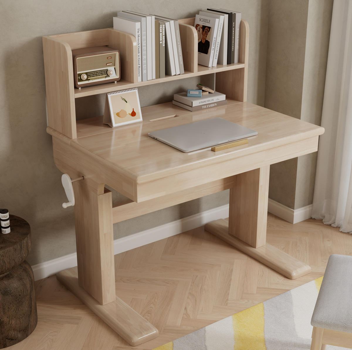 KINDERSCHREIBTISCH höhenverstellbar 92,2 x 60 x 89 cm Holz Natur - Braun, Holz (92/60/89cm) - Meubliv