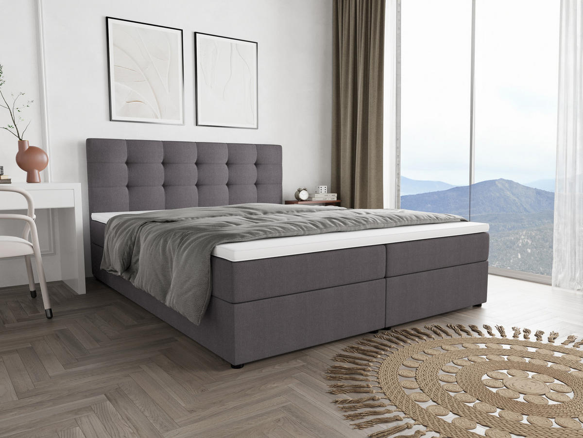 BOXBETT FADO 2 160x200, mit Matratze H3 und Topper, Cosmic 160 - Hellgrau, Holz/Kunststoff (160/200cm) - Bedante