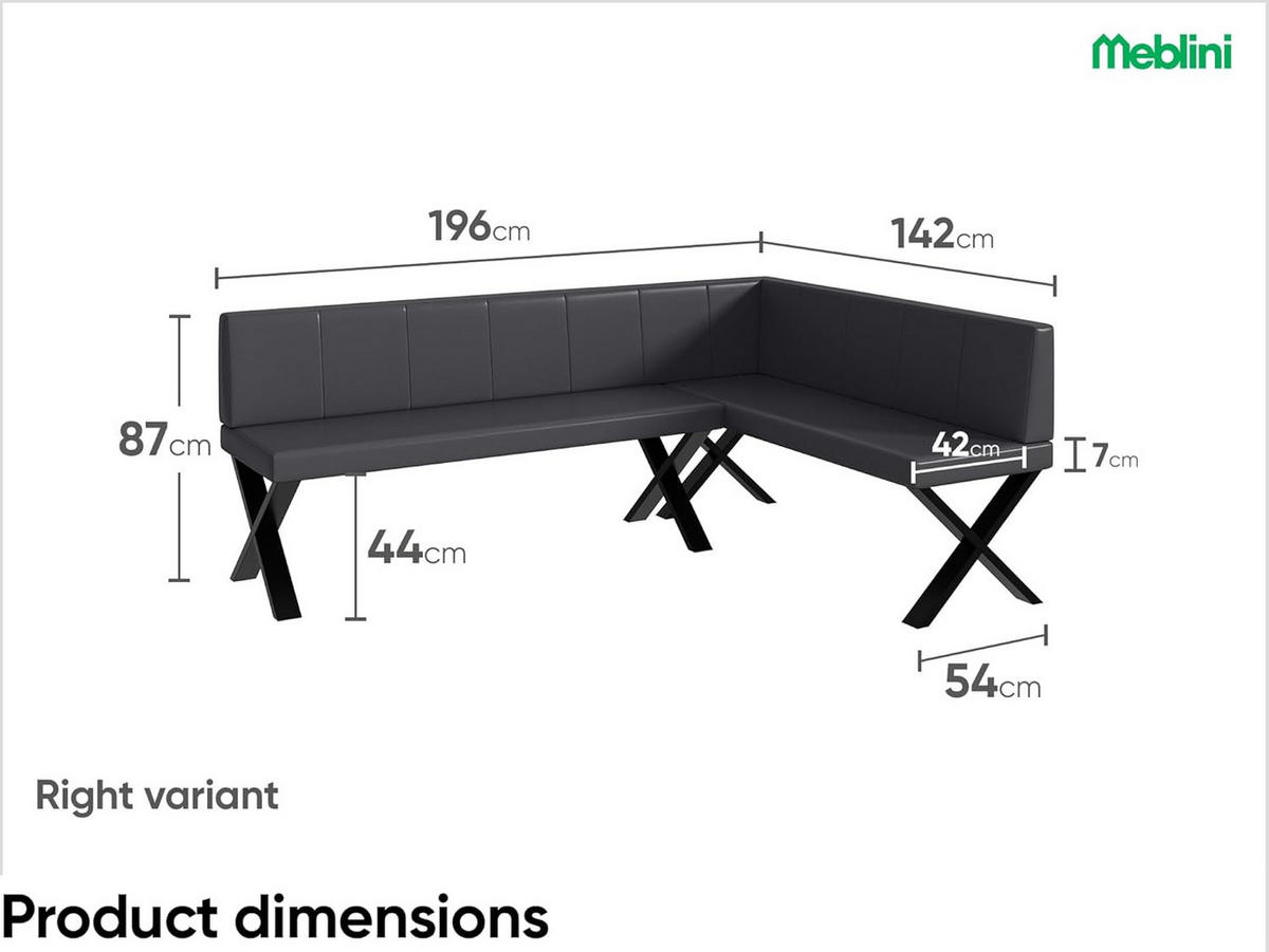 ECKBANK PETER_X - Grau, Leder (142/196cm) - Meblini