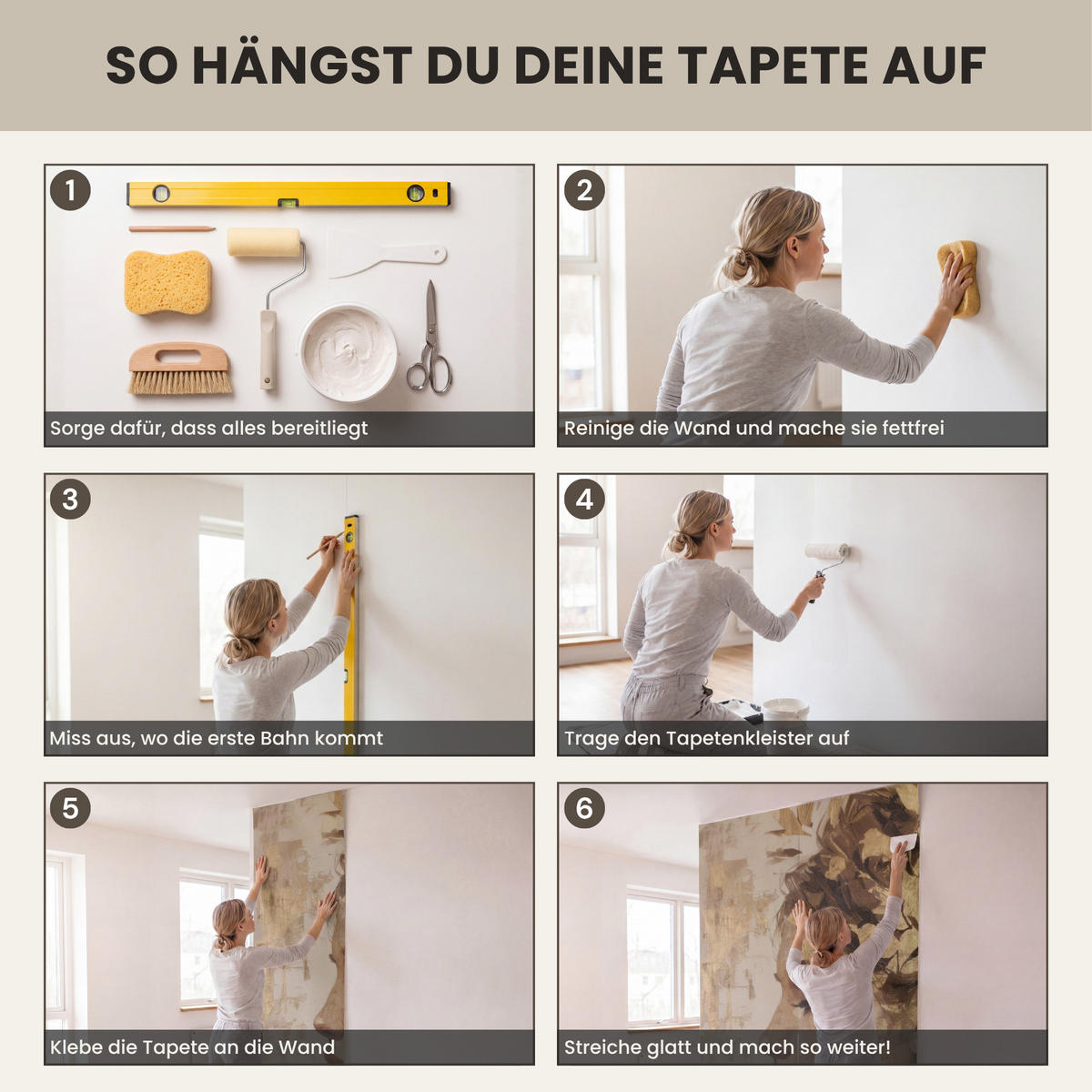 TAPETE - Frau - Gold - Abstrakt - Textur - 260x300 cm - Goldfarben, Papier (260/300cm) - OnlyWow