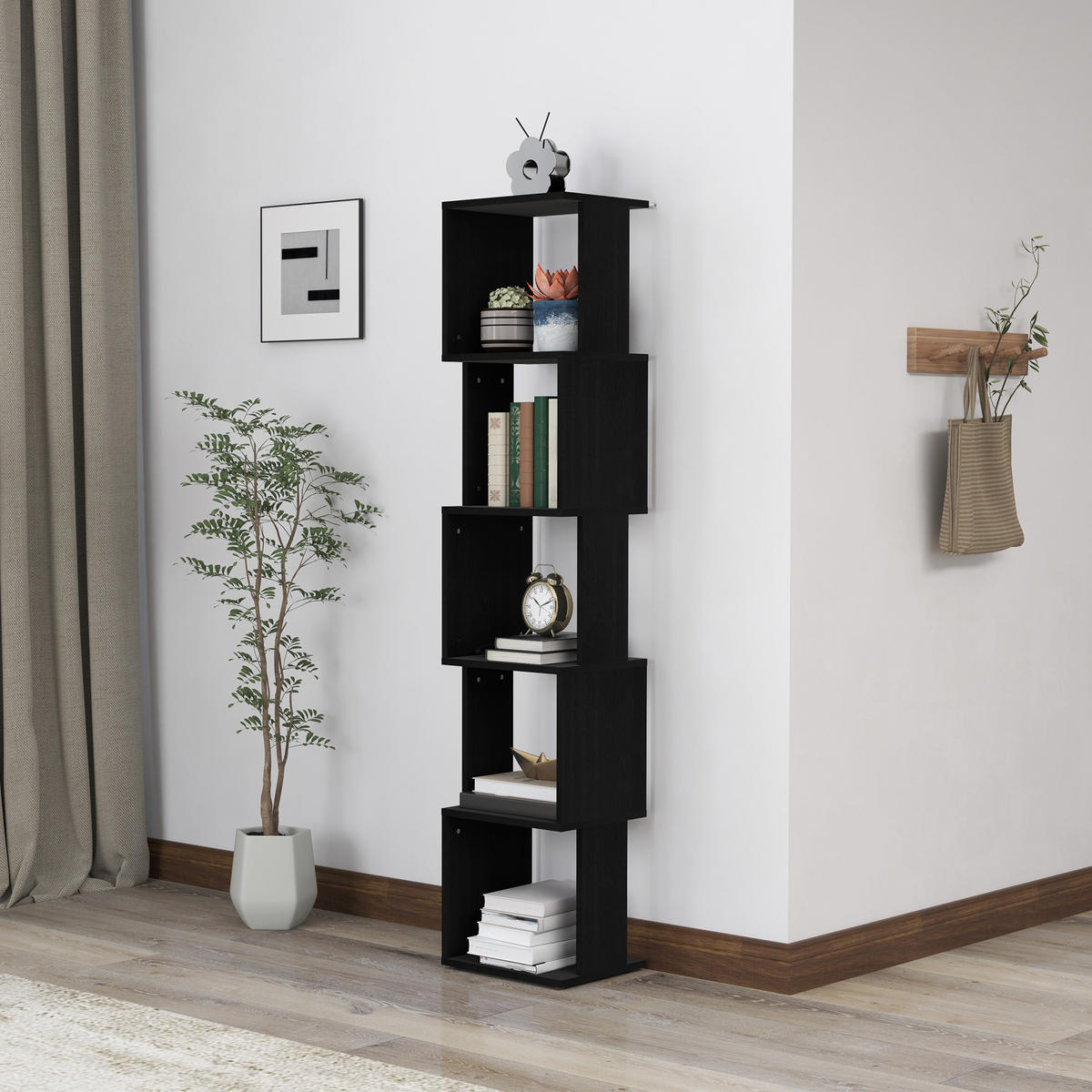 REGAL DE-15515 5 Ebenen, 33/28/161 cm Schwarz - Schwarz, Holzwerkstoff (33/161/28cm) - ComfortXL