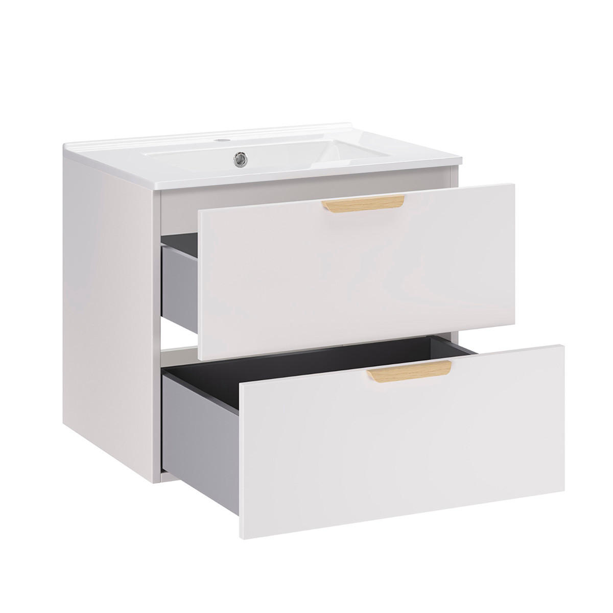 BADMÖBEL 61cm Oria 2er-Set Weiß - Weiß, Holzwerkstoff (61/50/46cm) - Petits-meubles