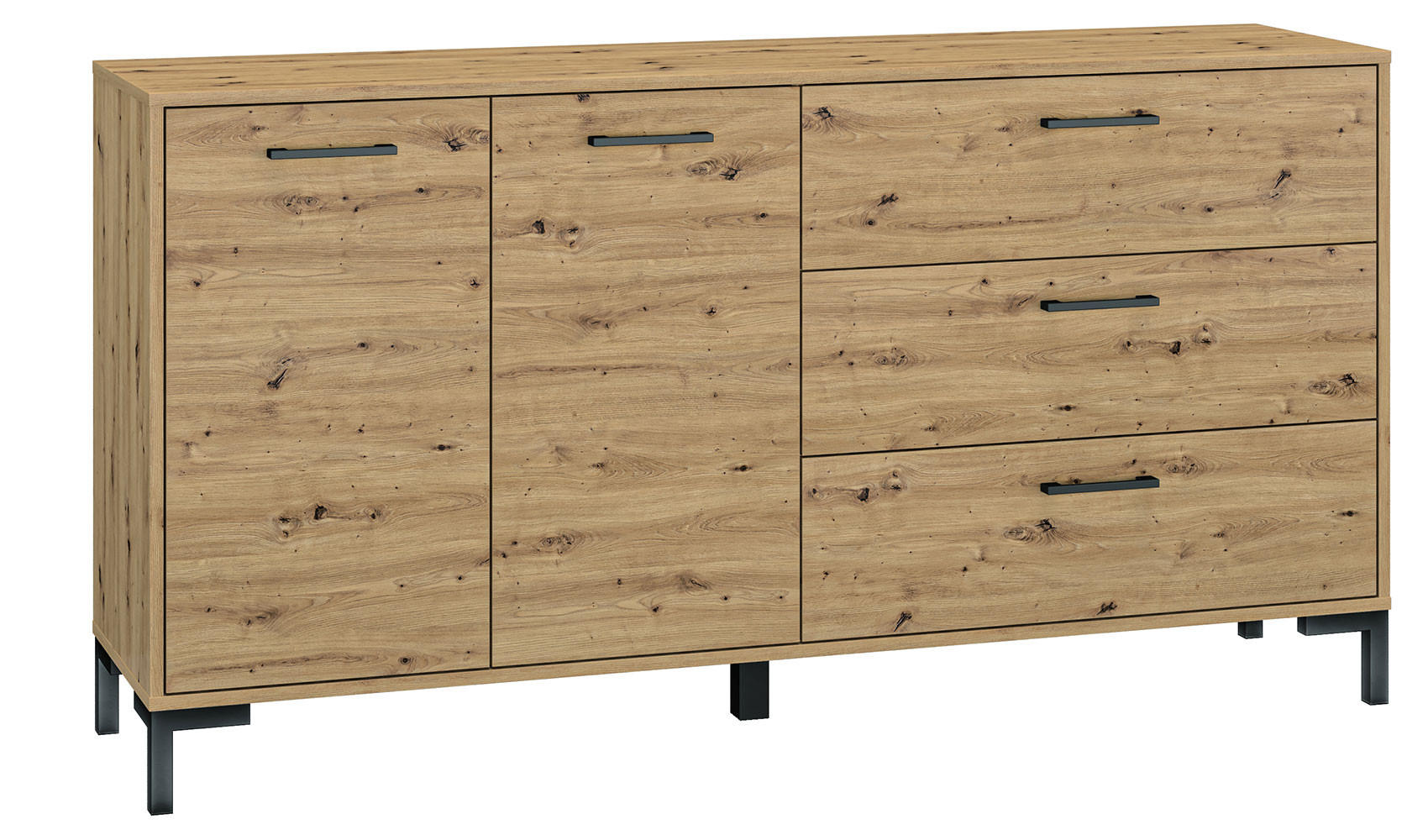 KOMMODE Nevio Artisan Eiche 160 / 41 / 83cm - Eiche Artisan/Braun, Holz/Holzwerkstoff (160/83/41cm) - Feldmann-Wohnen