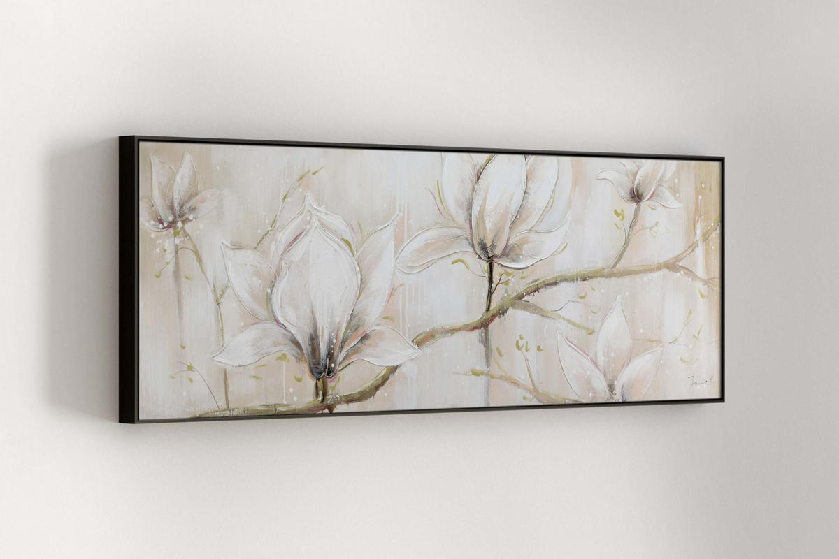 ÖLGEMÄLDE 150/50 cm - Beige/Weiß, Holz/Textil (150/50cm) - KUNSTLOFT