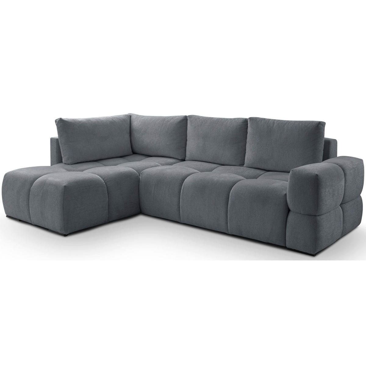ECKSOFA Taremi mit Chenillebezug Dunkelgrau, beidseitig - Dunkelgrau/Schwarz, Textil (267/185cm) - Selsey