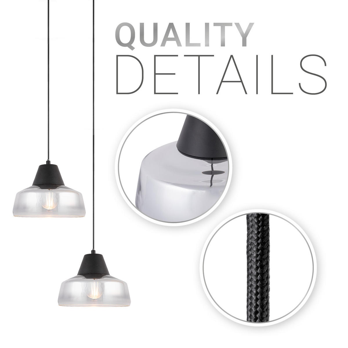 PENDELLEUCHTE Diara - Chromfarben/Schwarz, Metall (23.5/23.5/16.9cm) - Paco Home