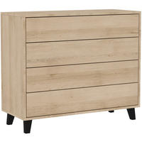 KOMMODE Home mit 4 Schubladen, 100 cm, ohne Griffe, eiche Artisan - Schwarz/Eiche Artisan, Holzwerkstoff (80/85/40cm) - Beautysofa