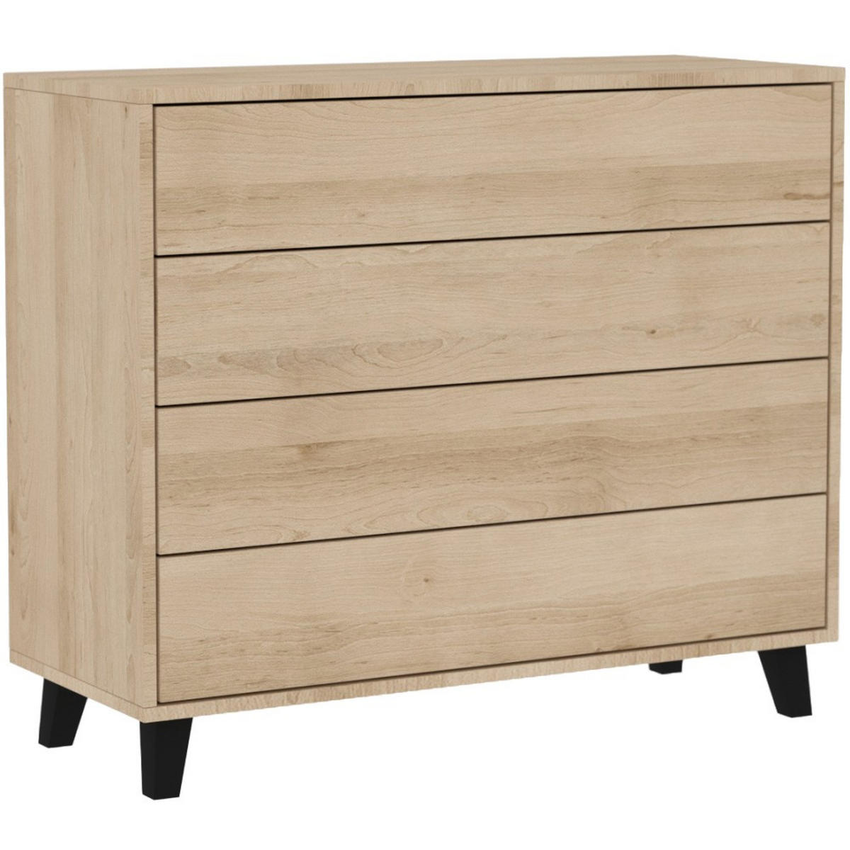 KOMMODE Home mit 4 Schubladen, 100 cm, ohne Griffe, eiche Artisan - Schwarz/Eiche Artisan, Holzwerkstoff (80/85/40cm) - Beautysofa