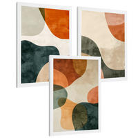 POSTER Set of 3 Abstract Shape Wall Art Prints Modern Brown Green Orange Decor for Living Room Bedroom Kitchen Bathroom Weißer Rahmen A4 - Weiß, Papier (29.7/1/21cm) - Nacnic