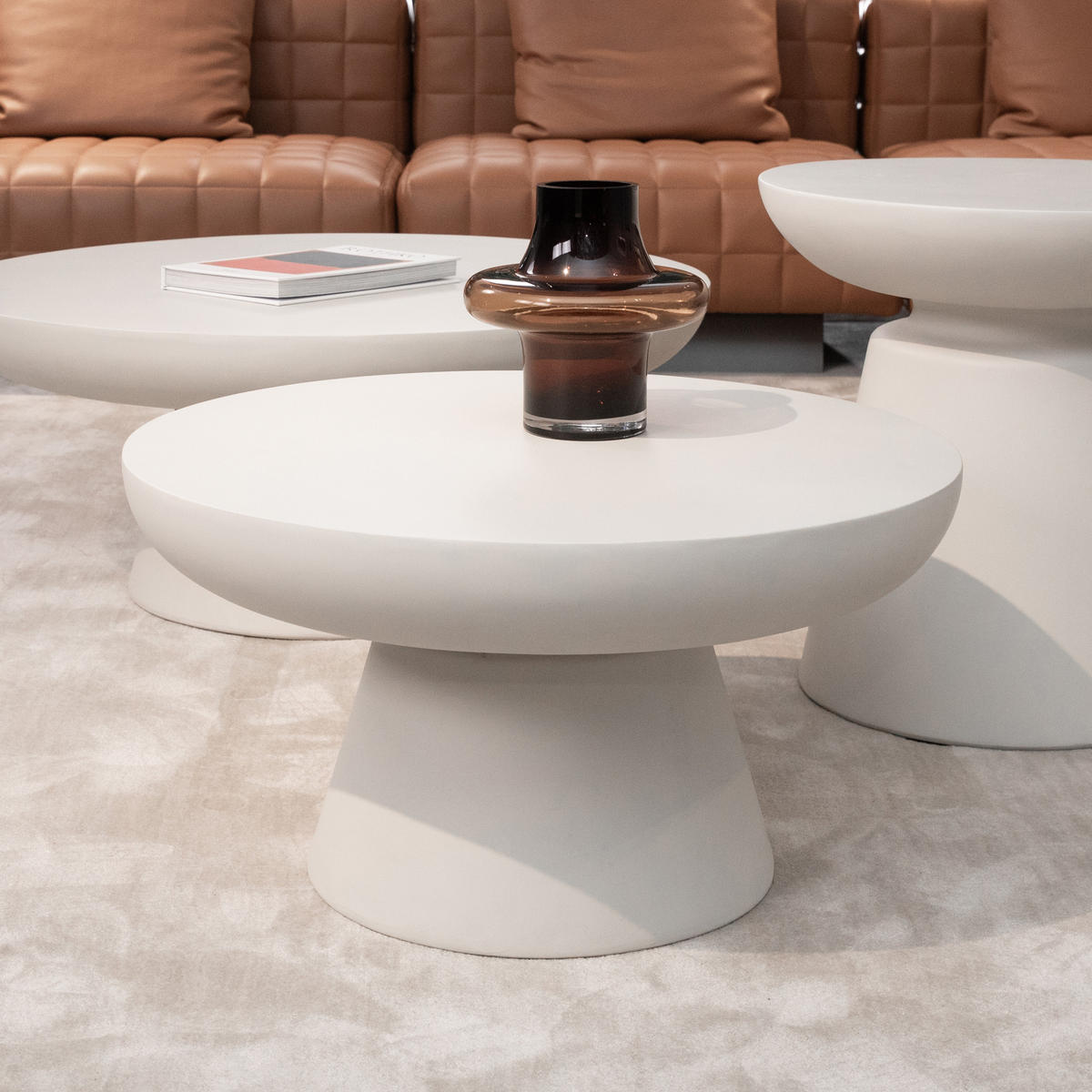 COUCHTISCH KYLIX Klein Betonoptik 66 x 66 x 35 cm - Creme, Naturmaterialien (66/66/35cm) - Elementi