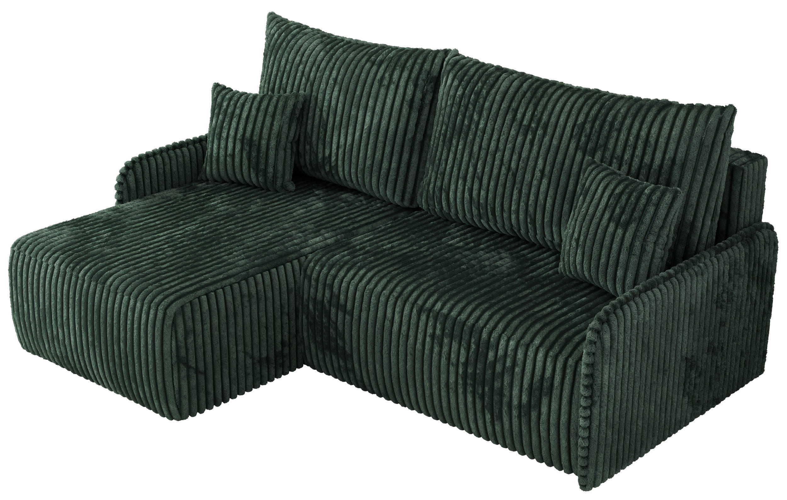 ECKSCHLAFSOFA ARPA L Grün Cord - links - Schwarz/Grün, Kunststoff/Textil (198/150cm) - MKS