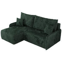 ECKSCHLAFSOFA ARPA L Grün Cord - links - Schwarz/Grün, Kunststoff/Textil (198/150cm) - MKS